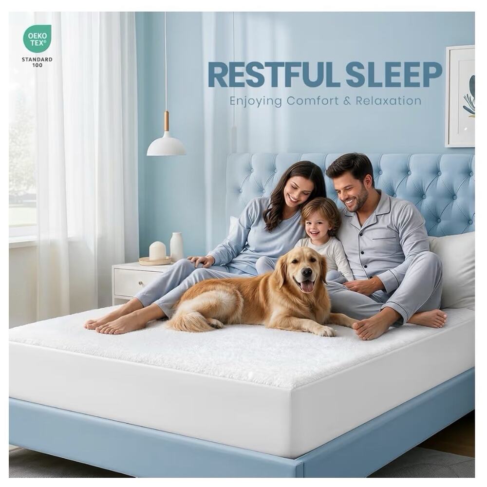 Full Mattress Protector Waterproof Terry Cover Deep Pocket White New - Picture 4 of 5